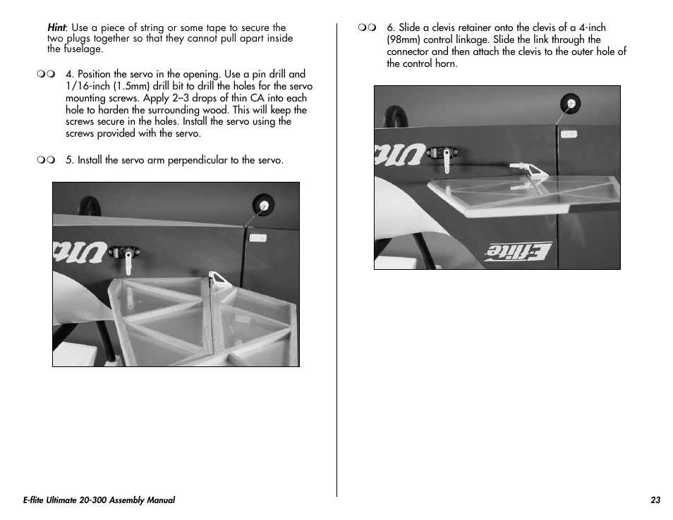 E-flite Ultimate 20-300 10 ARF User Manual | Page 23 / 40