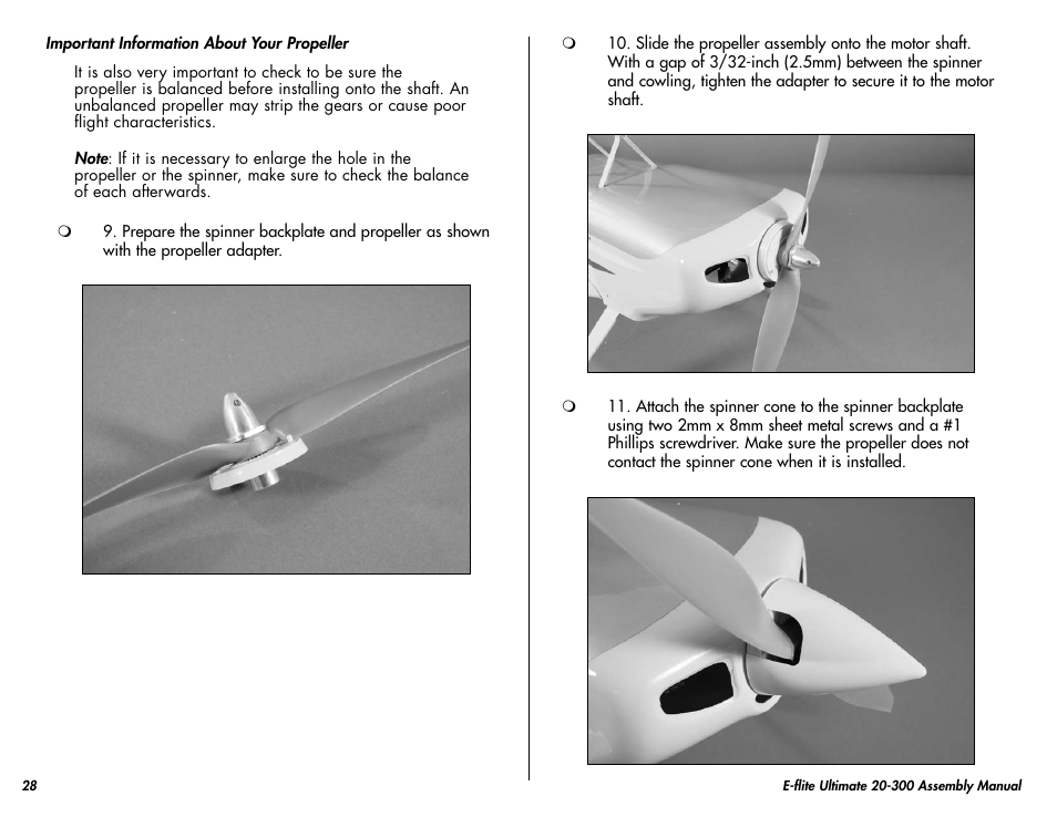 E-flite Ultimate 20-300 10 ARF User Manual | Page 28 / 40