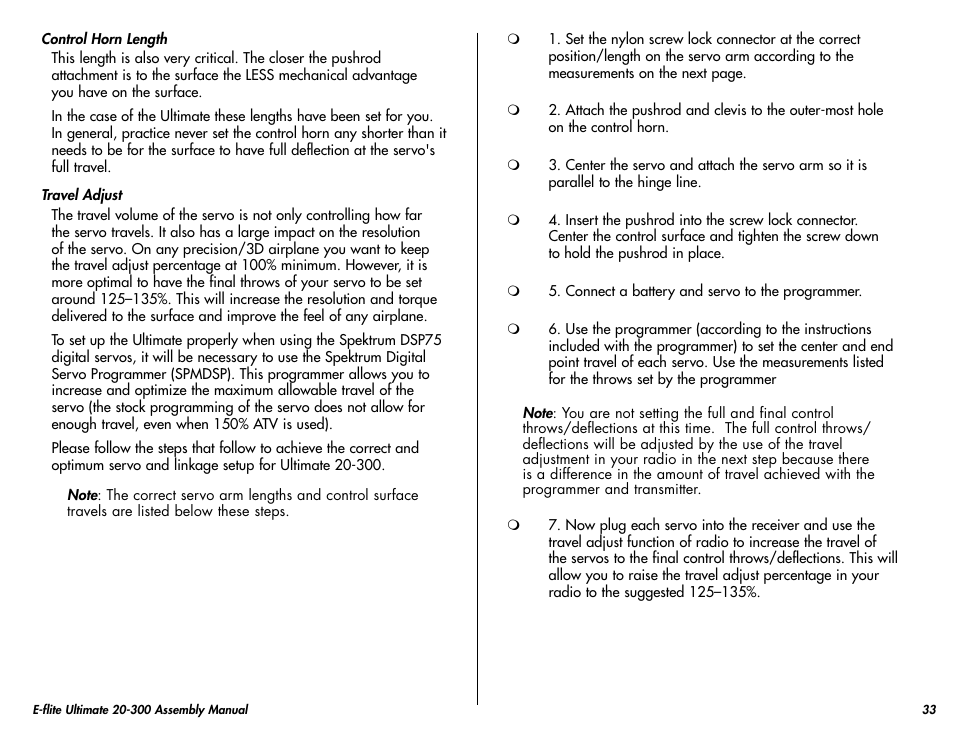 E-flite Ultimate 20-300 10 ARF User Manual | Page 33 / 40