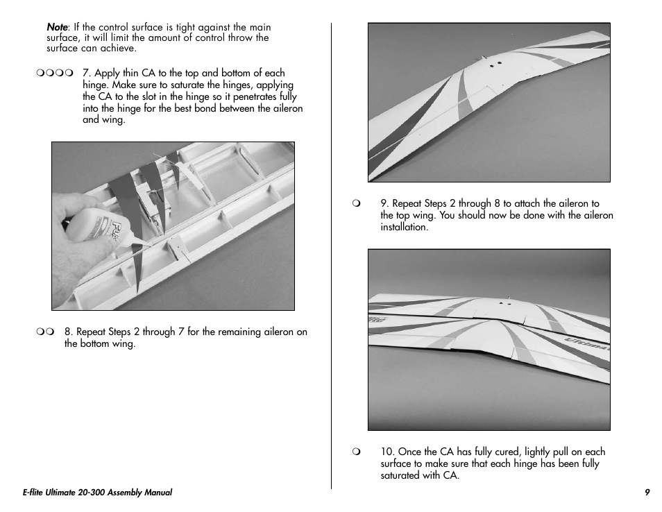 E-flite Ultimate 20-300 10 ARF User Manual | Page 9 / 40