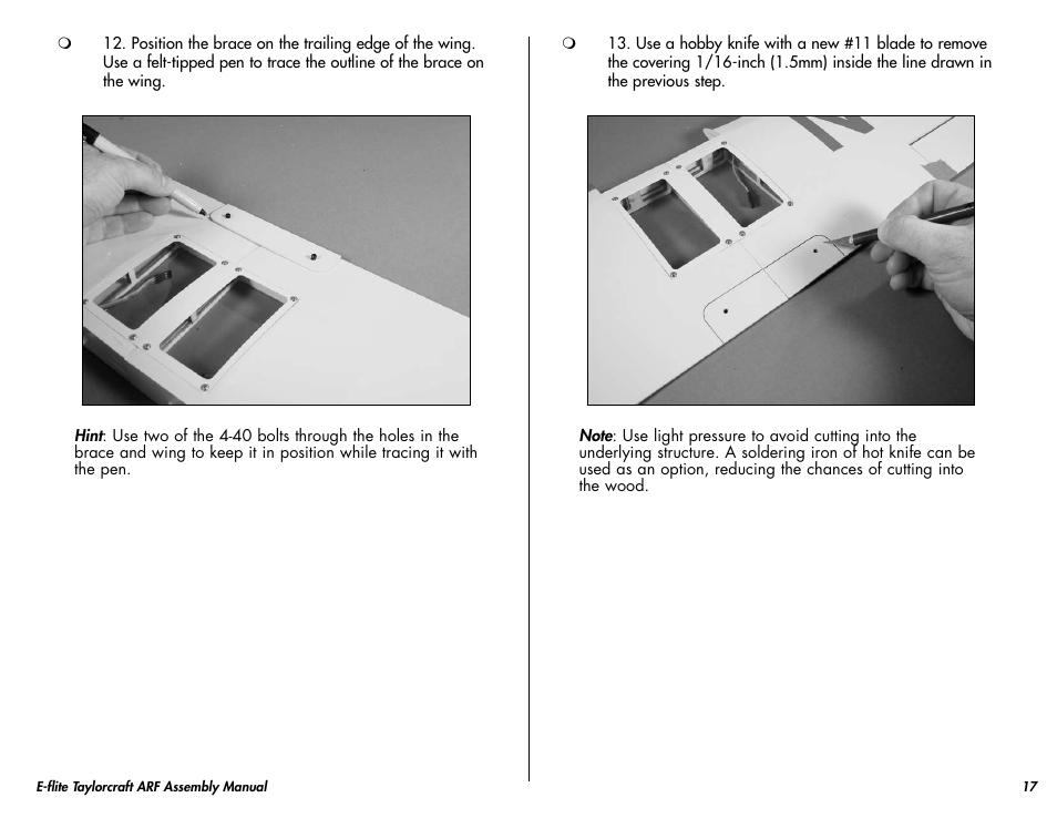 E-flite Taylorcraft 450 ARF User Manual | Page 17 / 40
