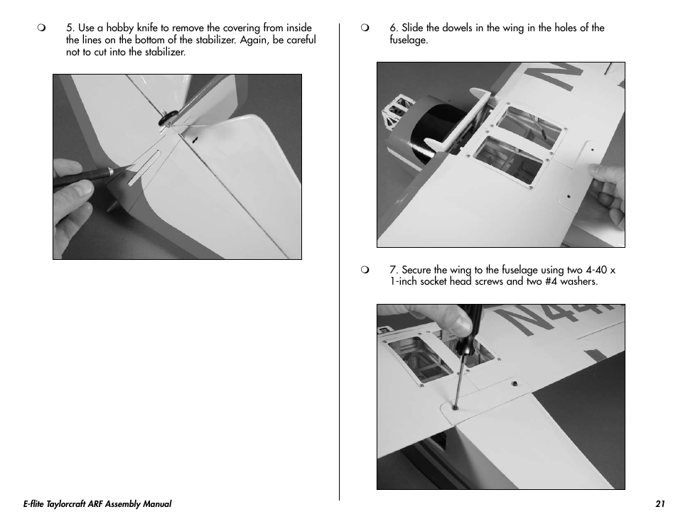 E-flite Taylorcraft 450 ARF User Manual | Page 21 / 40