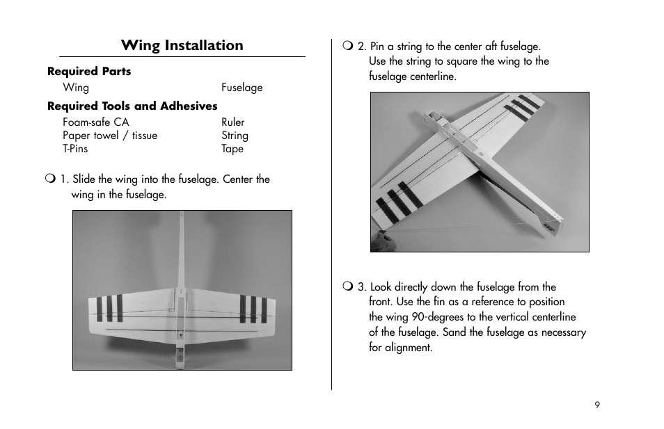 Wing installation | E-flite Yak 54F 3D ARF User Manual | Page 9 / 31