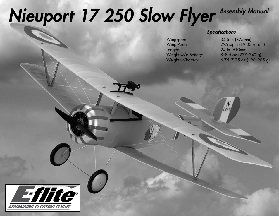 E-flite Nieuport 17 250 ARF User Manual | 28 pages