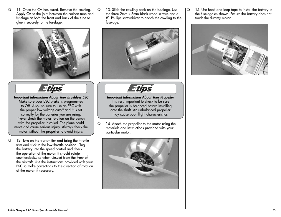 E-flite Nieuport 17 250 ARF User Manual | Page 15 / 28