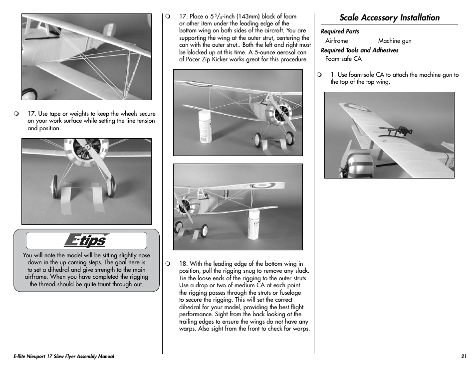 Scale accessory installation | E-flite Nieuport 17 250 ARF User Manual | Page 21 / 28