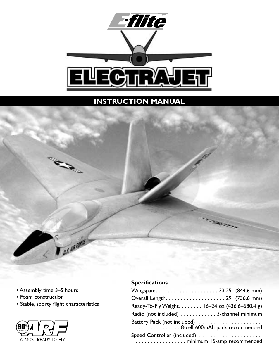 E-flite ElectraJet EP w/ESC & Delta Mix User Manual | 16 pages