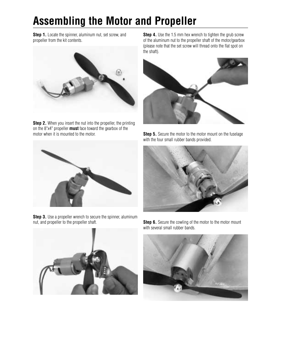 Assembling the motor and propeller | E-flite ElectraJet EP w/ESC & Delta Mix User Manual | Page 10 / 16