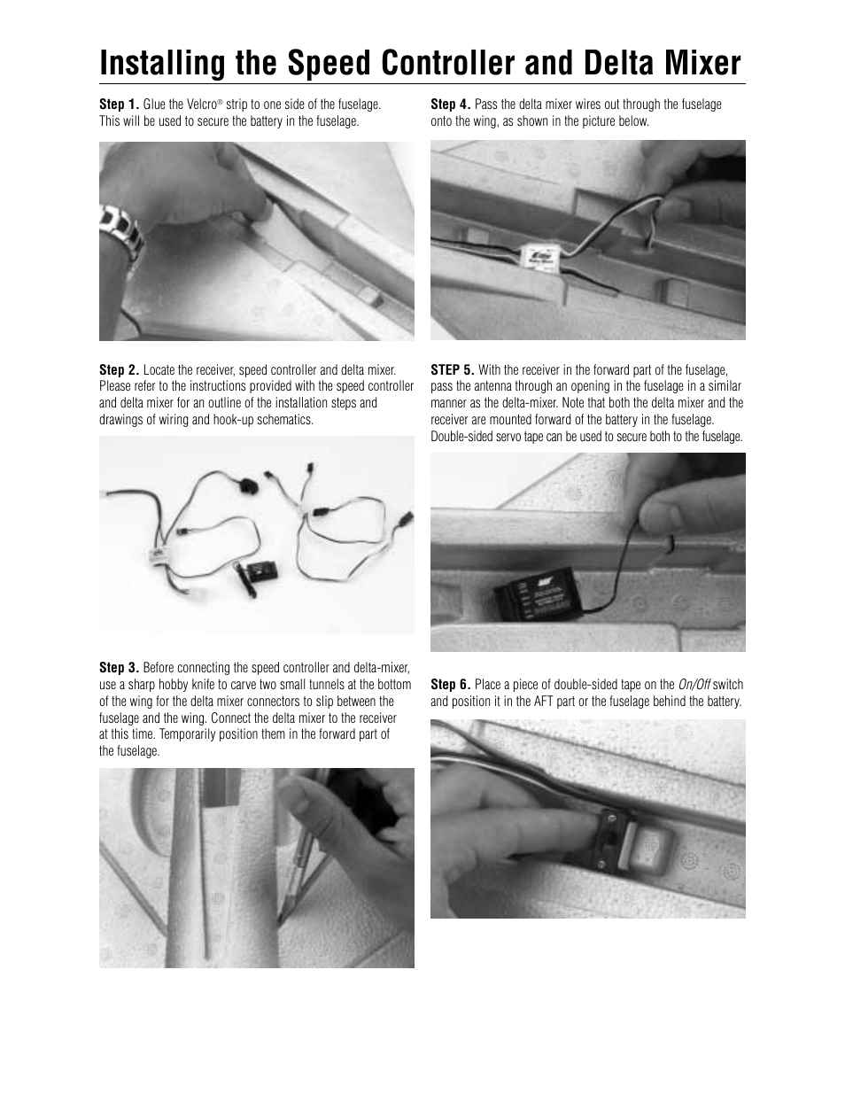 Installing the speed controller and delta mixer | E-flite ElectraJet EP w/ESC & Delta Mix User Manual | Page 11 / 16