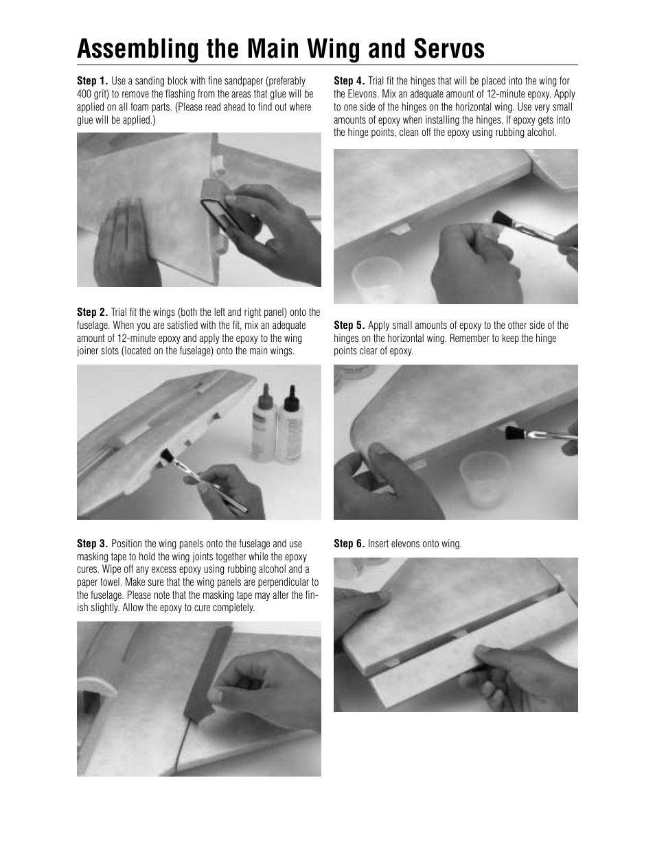 Assembling the main wing and servos | E-flite ElectraJet EP w/ESC & Delta Mix User Manual | Page 4 / 16