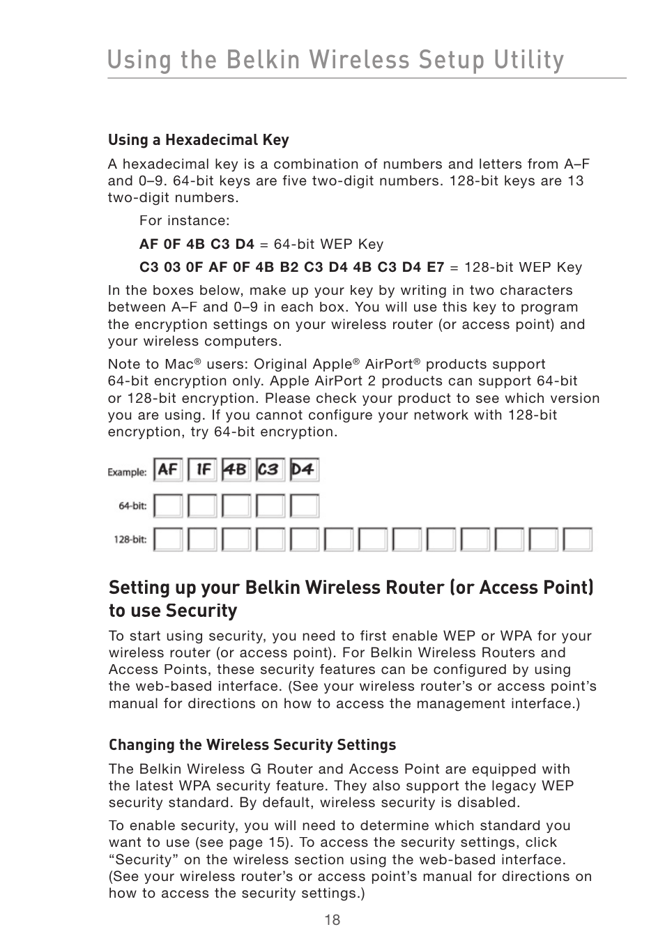 Using the belkin wireless setup utility | Belkin DESKTOP CARD F5D7001 User Manual | Page 20 / 50