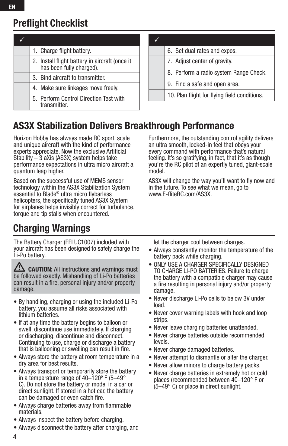 E-flite UMX Yak 54 180 BNF User Manual | Page 4 / 19