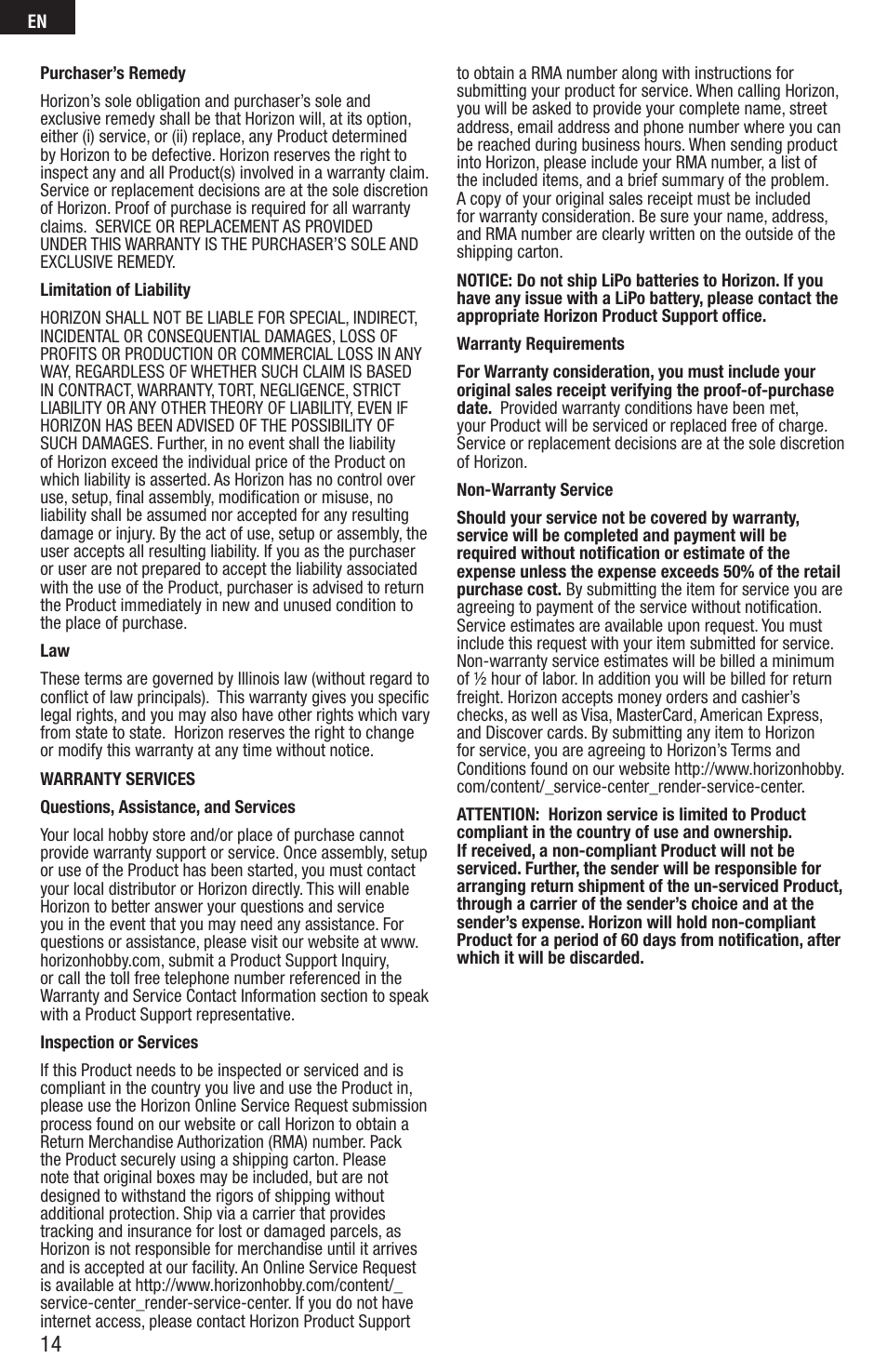 E-flite UMX AS3Xtra BNF Basic User Manual | Page 14 / 18