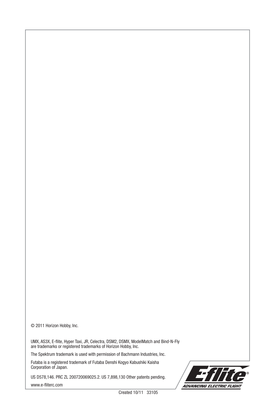 E-flite UMX Hyper Taxi BNF User Manual | Page 21 / 21