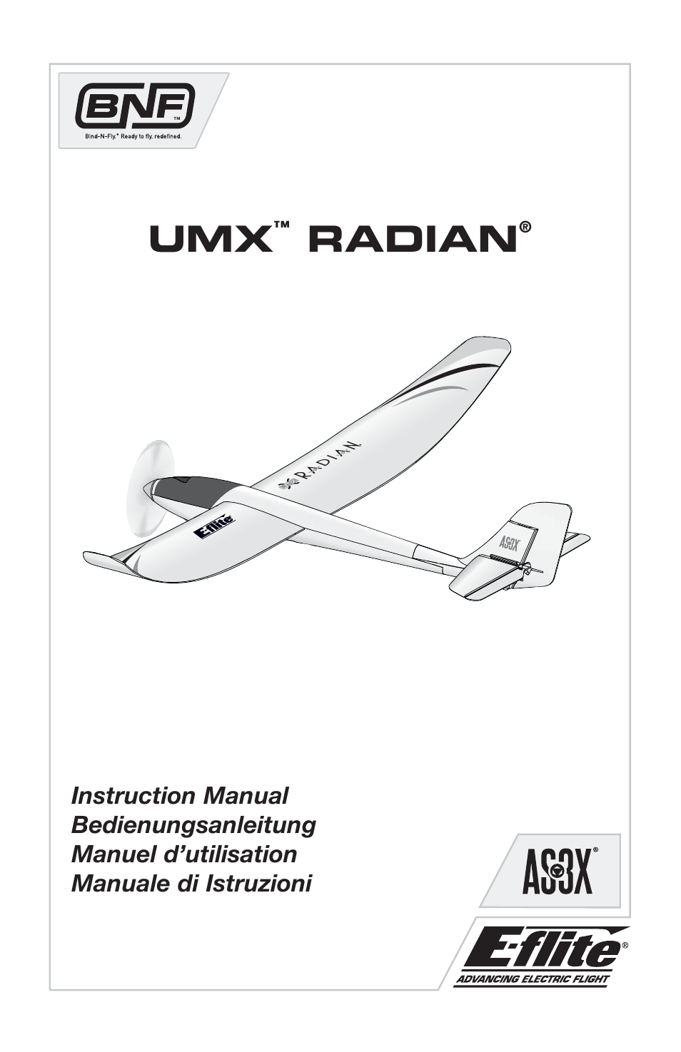 E-flite UMX Radian BNF User Manual | 18 pages