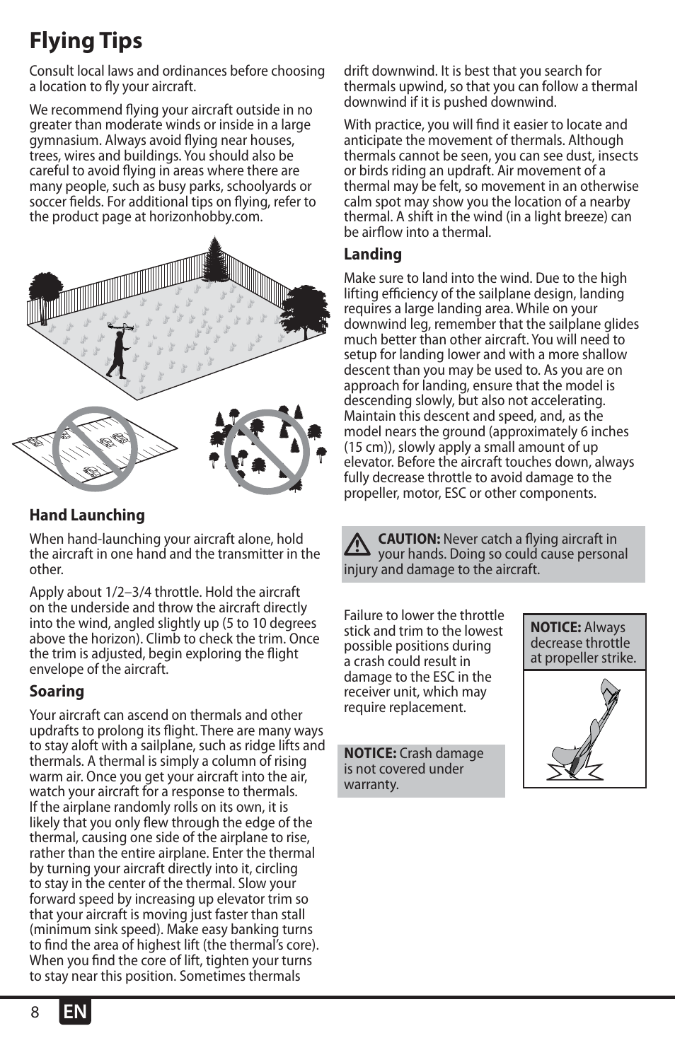 Flying tips | E-flite UMX Radian BNF User Manual | Page 8 / 18