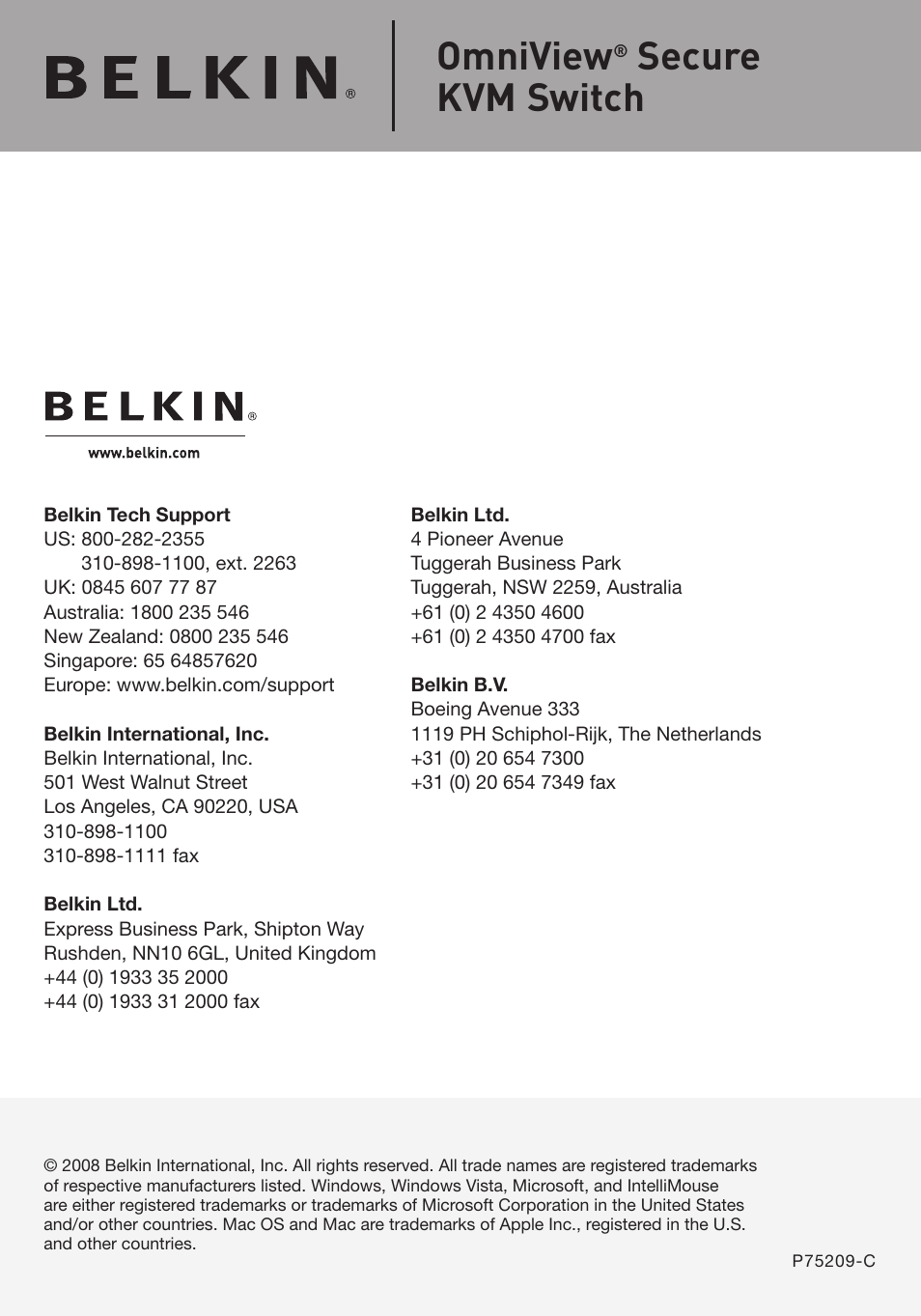 Belkin OmniView Secure Kvm Switch F1DN102U User Manual | 26 pages