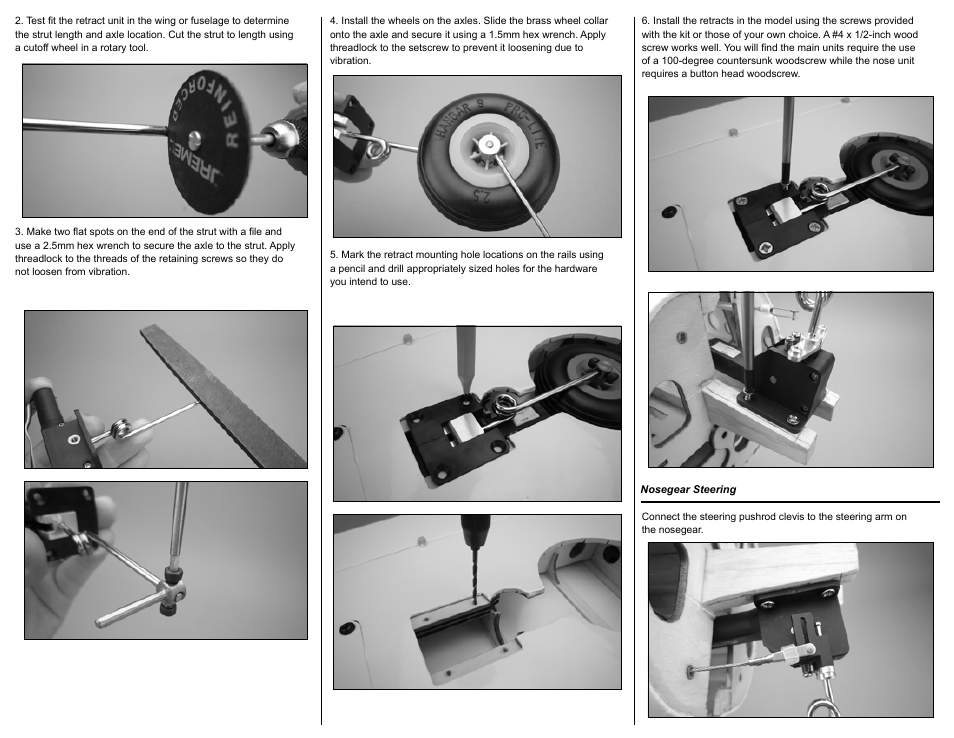 E-flite 15 - 25 105-Degree Nose Electric Retract Unit User Manual | Page 2 / 4