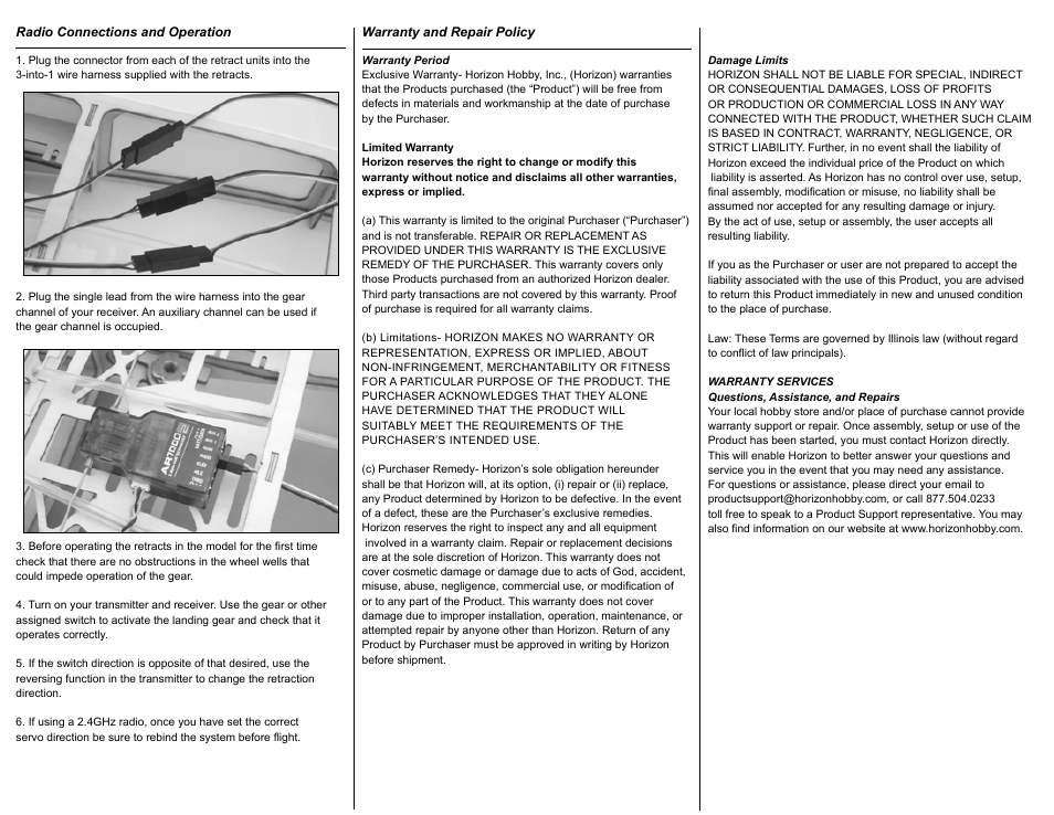 E-flite 15 - 25 105-Degree Nose Electric Retract Unit User Manual | Page 3 / 4