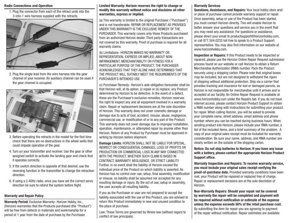 E-flite 25-46 100 Degree Rotating Electric Retracts User Manual | Page 3 / 4