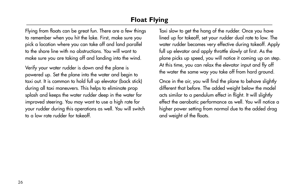 Float flying | E-flite 25-Size Fiberglass ARF Floats User Manual | Page 26 / 32