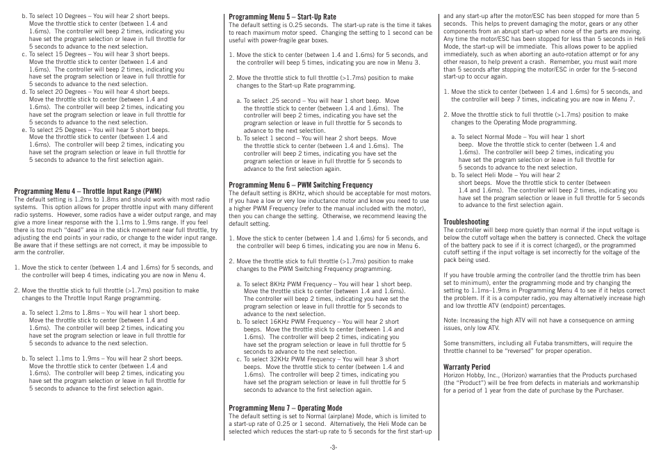 E-flite 30-Amp Pro Switch-Mode BEC Brushless ESC User Manual | Page 3 / 4