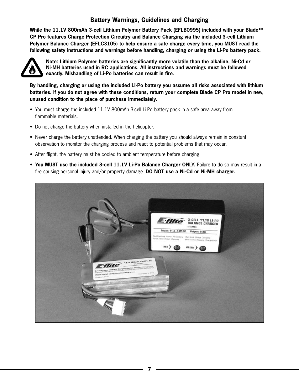 E-flite 3-Cell LiPo Balancing Charger, 0.8A User Manual | 6 pages