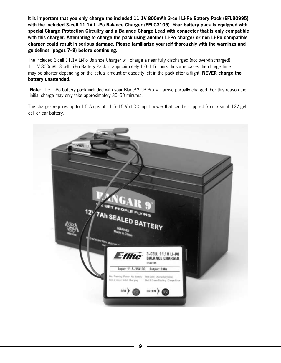 E-flite 3-Cell LiPo Balancing Charger, 0.8A User Manual | Page 3 / 6