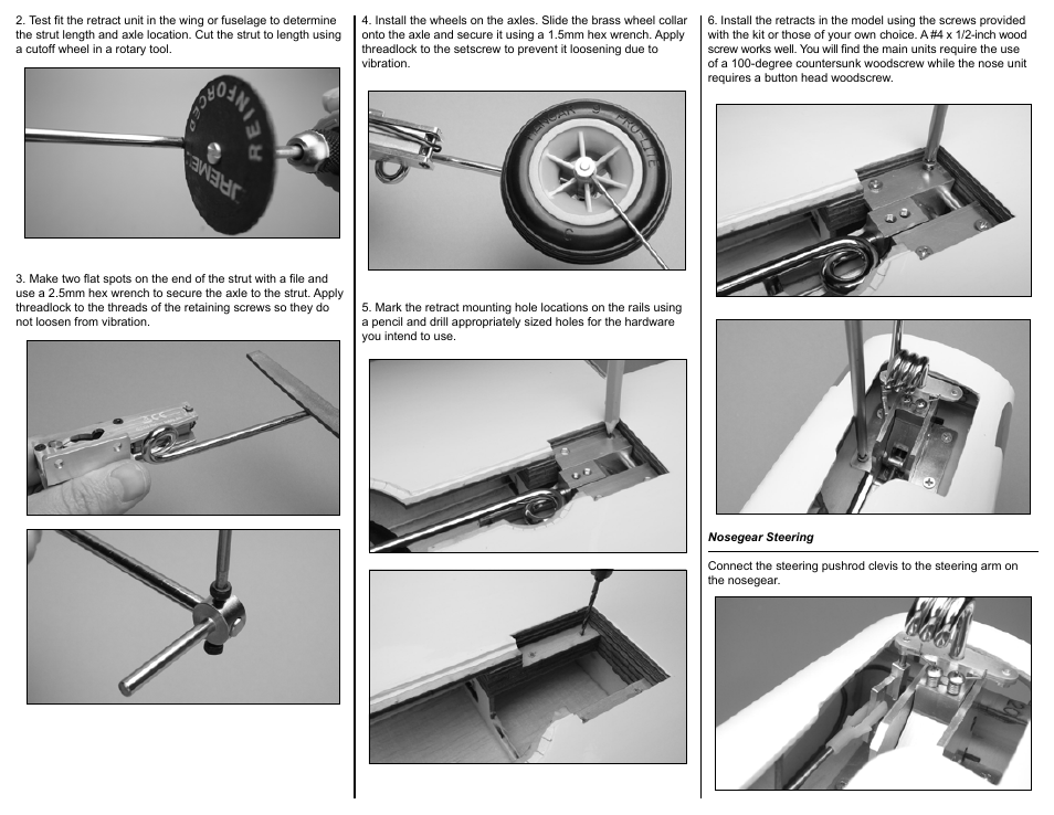 E-flite 60 - 120 85-Degree Main Electric Retracts User Manual | Page 2 / 4