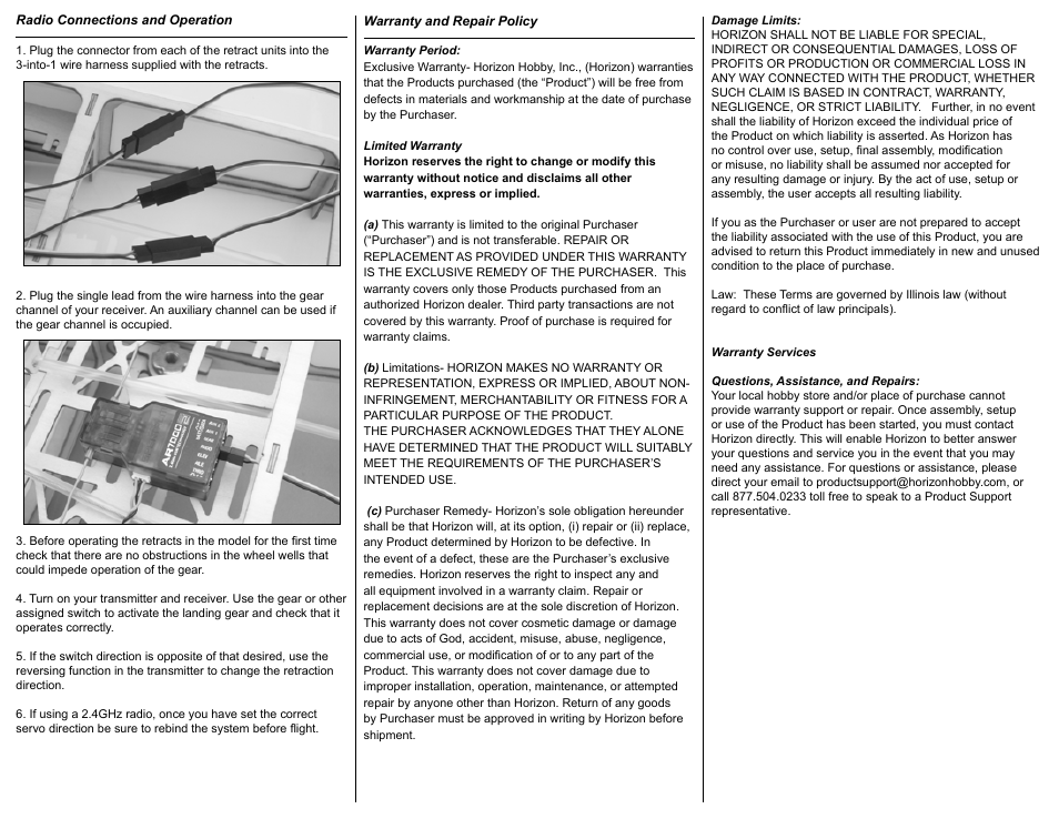 E-flite 60 - 120 85-Degree Main Electric Retracts User Manual | Page 3 / 4