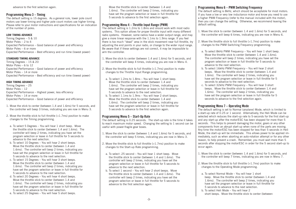 E-flite 60-Amp Pro Switch-Mode BEC Brushless ESC User Manual | Page 3 / 4