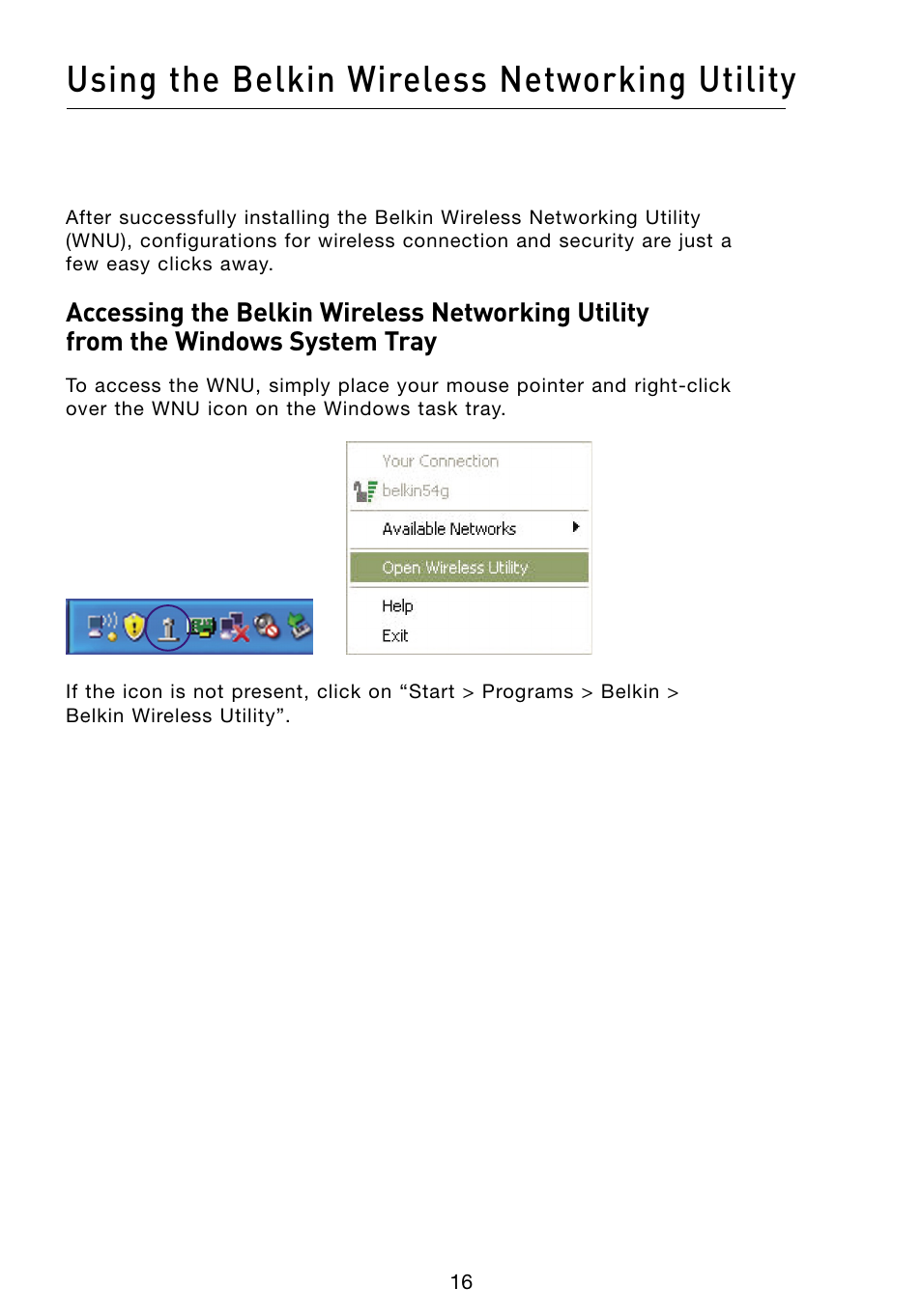 Using the belkin wireless networking utility | Belkin F5D8073 User Manual | Page 18 / 44