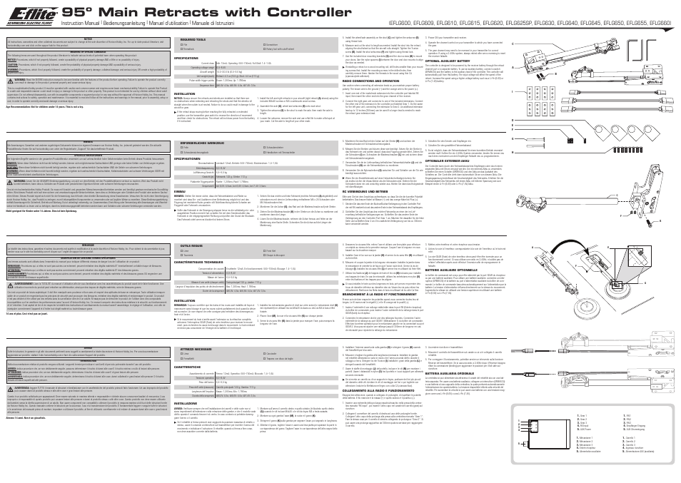 E-flite 95 Deg 30cc Main Retract: Spitfire Mk IX User Manual | 2 pages
