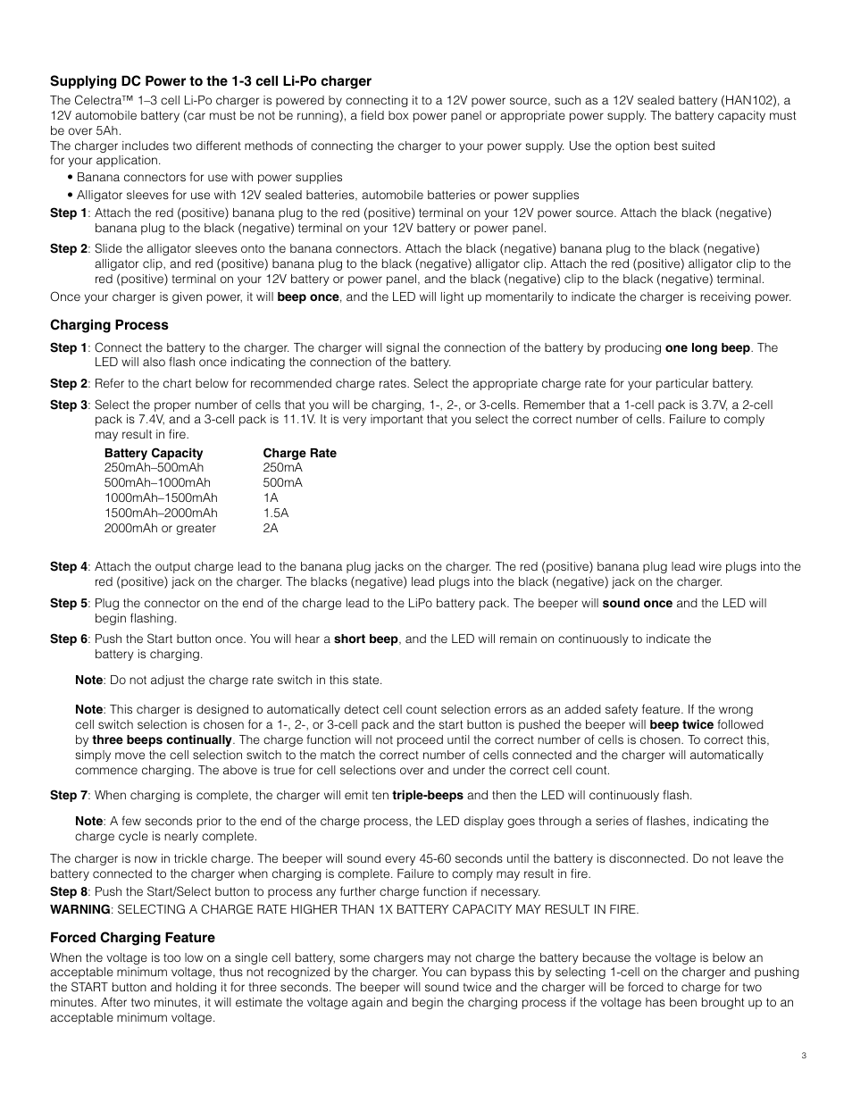 E-flite Celectra 1-3 Cell LiPo DC Charger User Manual | Page 3 / 4