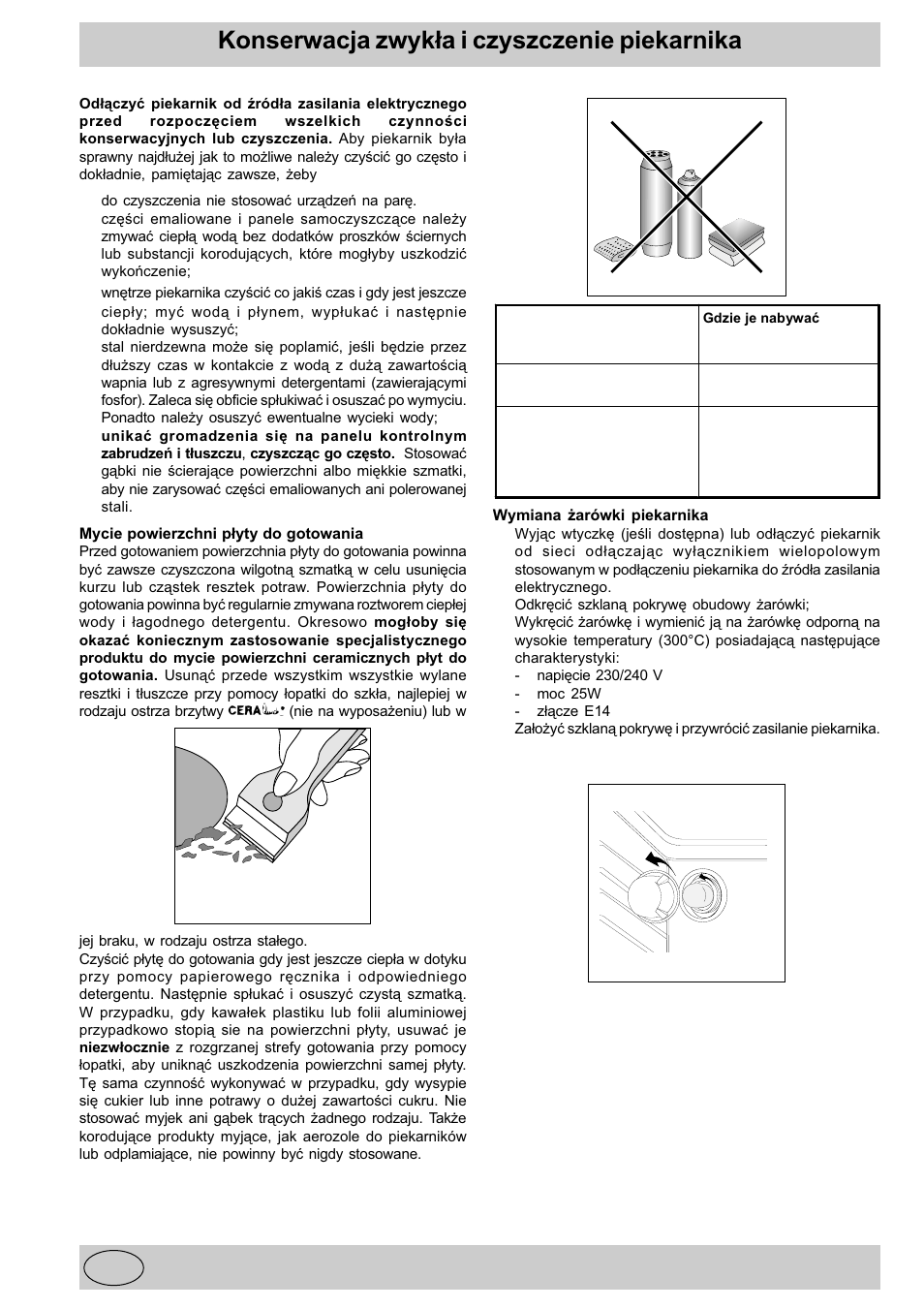 Konserwacja zwyk³a i czyszczenie piekarnika | Indesit K3C55/R User Manual | Page 42 / 62