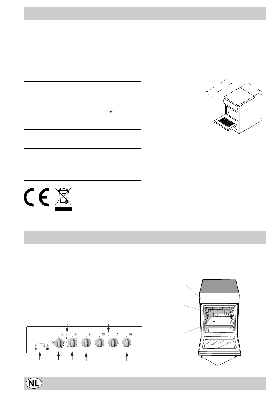 Technische gegevens, Beschrijving van het fornuis | Indesit K3C55/R User Manual | Page 54 / 62