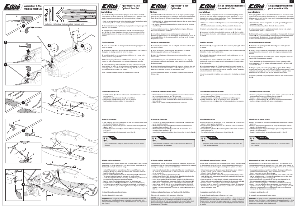 E-flite Float Set: Apprentice S User Manual | 2 pages