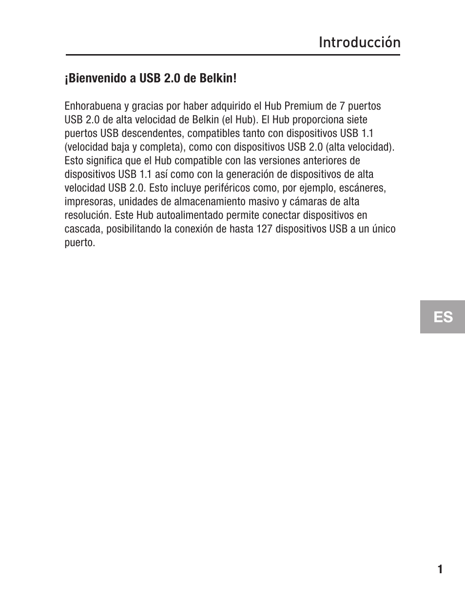 Introducción, Es introducción | Belkin F5U237 User Manual | Page 37 / 52