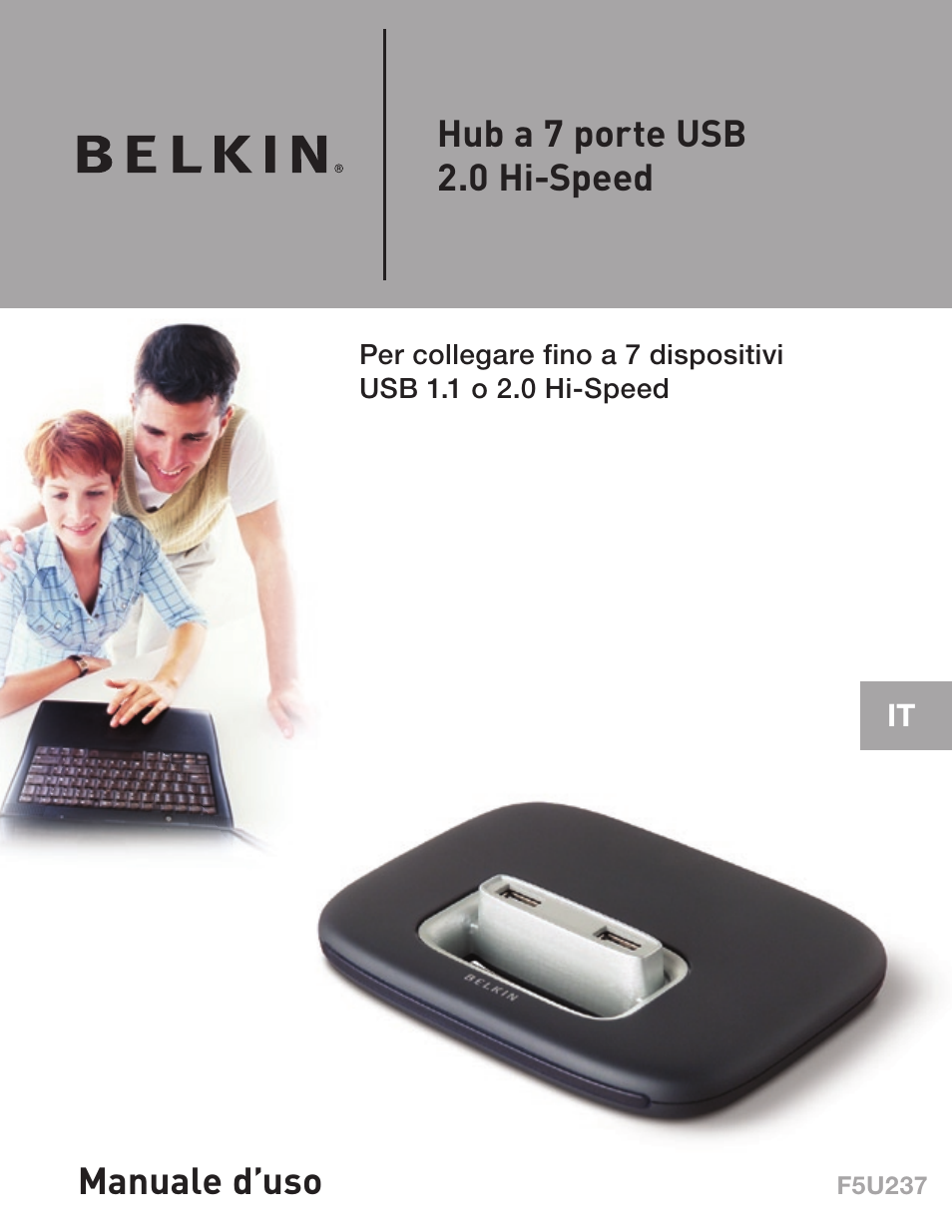 Hub a 7 porte usb 2.0 hi-speed, Manuale d’uso | Belkin F5U237 User Manual | Page 43 / 52