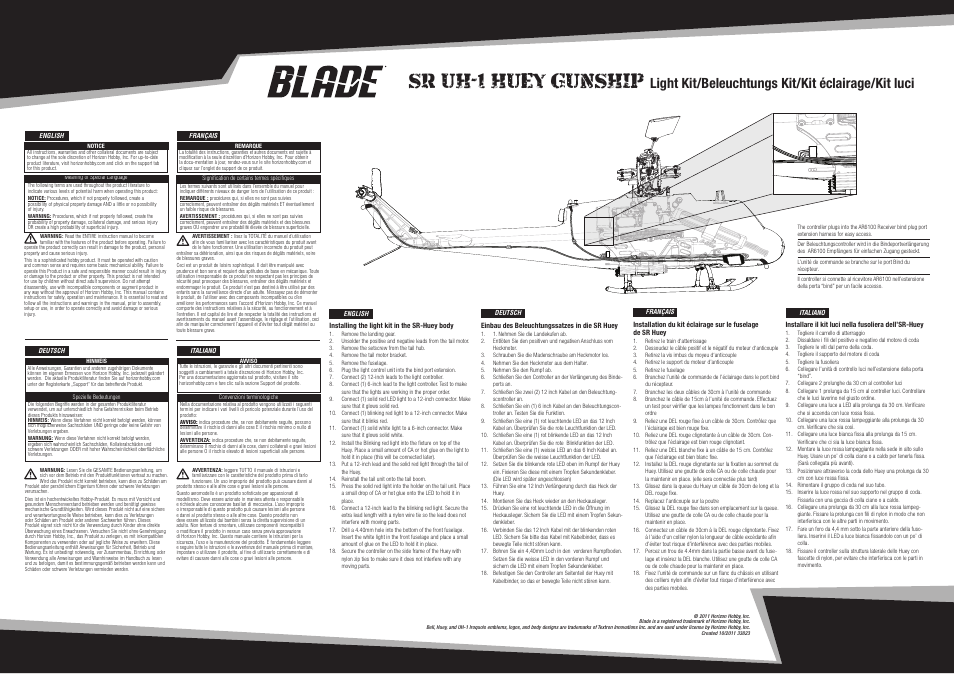 E-flite Light Kit SR UH-1 Huey User Manual | 2 pages