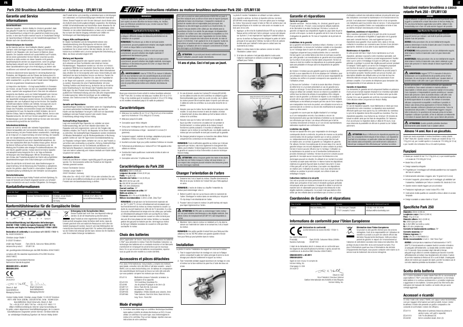E-flite Park 250 Brushless Outrunner Motor 2200Kv User Manual | Page 2 / 3