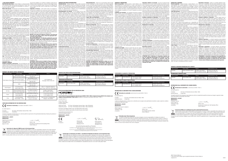 E-flite Power 180 Brushless Outrunner Motor, 195Kv User Manual | Page 2 / 2