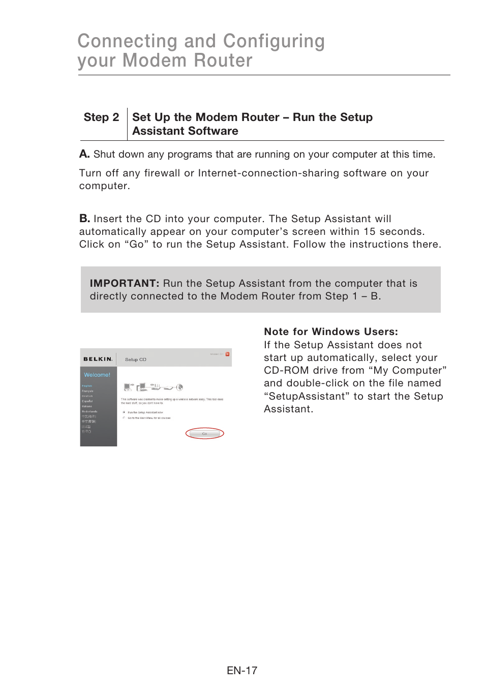 Connecting and configuring your modem router | Belkin N1 Wireless Modem Router F5D8631-4 User Manual | Page 19 / 102