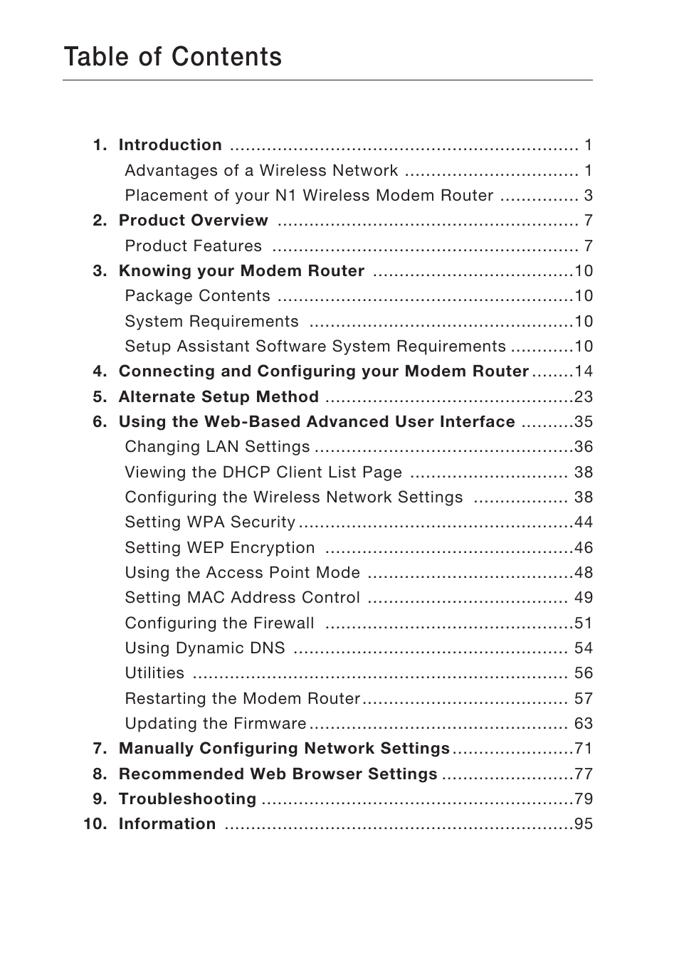 Belkin N1 Wireless Modem Router F5D8631-4 User Manual | Page 2 / 102