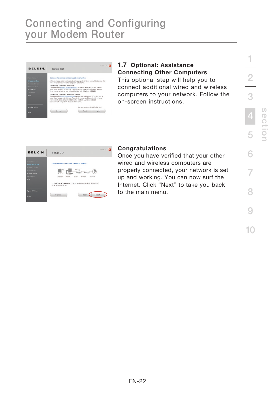 Connecting and configuring your modem router | Belkin N1 Wireless Modem Router F5D8631-4 User Manual | Page 24 / 102