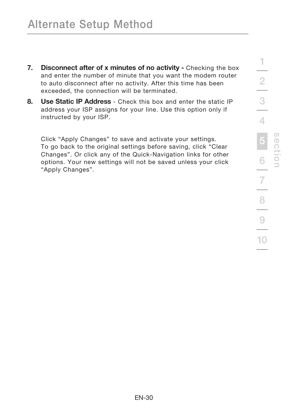 Alternate setup method | Belkin N1 Wireless Modem Router F5D8631-4 User Manual | Page 32 / 102