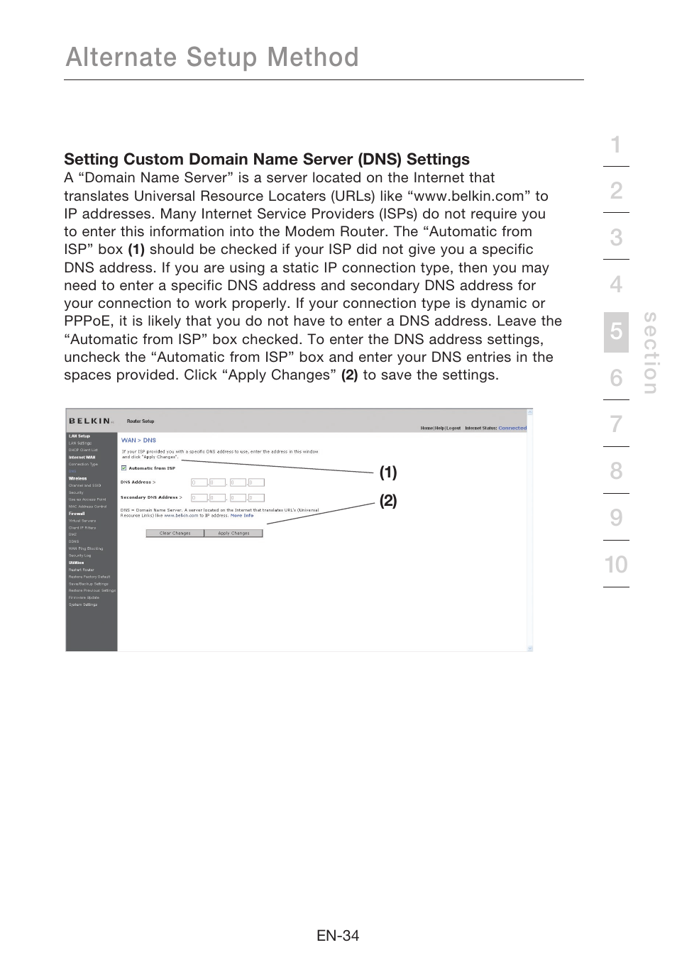 Alternate setup method | Belkin N1 Wireless Modem Router F5D8631-4 User Manual | Page 36 / 102