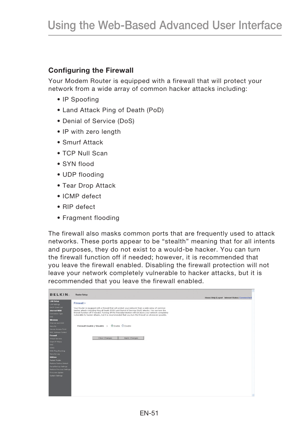 Using the web-based advanced user interface | Belkin N1 Wireless Modem Router F5D8631-4 User Manual | Page 53 / 102