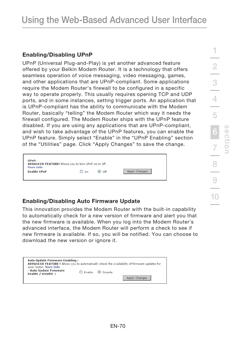 Using the web-based advanced user interface | Belkin N1 Wireless Modem Router F5D8631-4 User Manual | Page 72 / 102