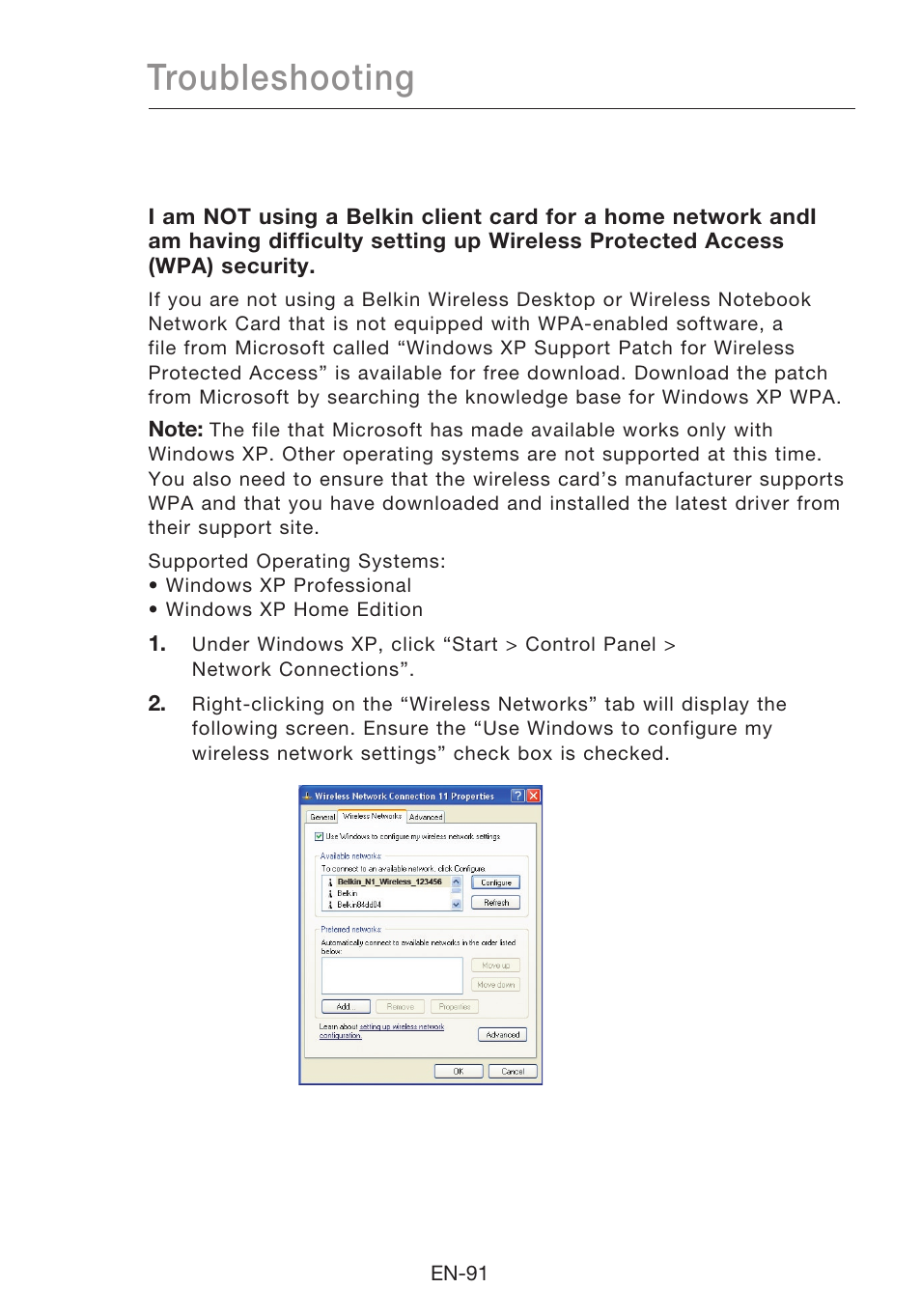 Troubleshooting | Belkin N1 Wireless Modem Router F5D8631-4 User Manual | Page 93 / 102